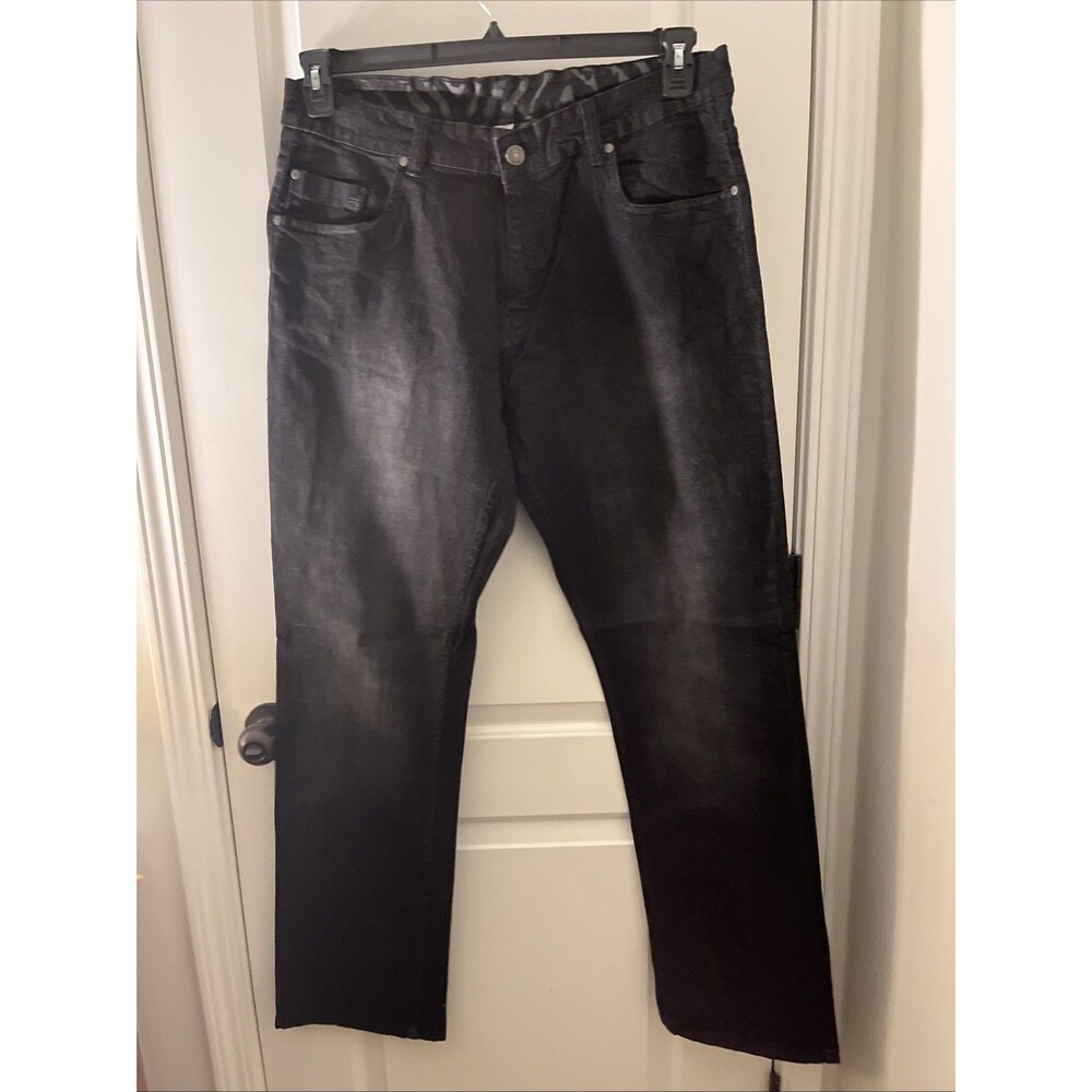 Men's Size 38 X 36 Zubaz Straight Leg Black Jeans Pockets Dark Wash